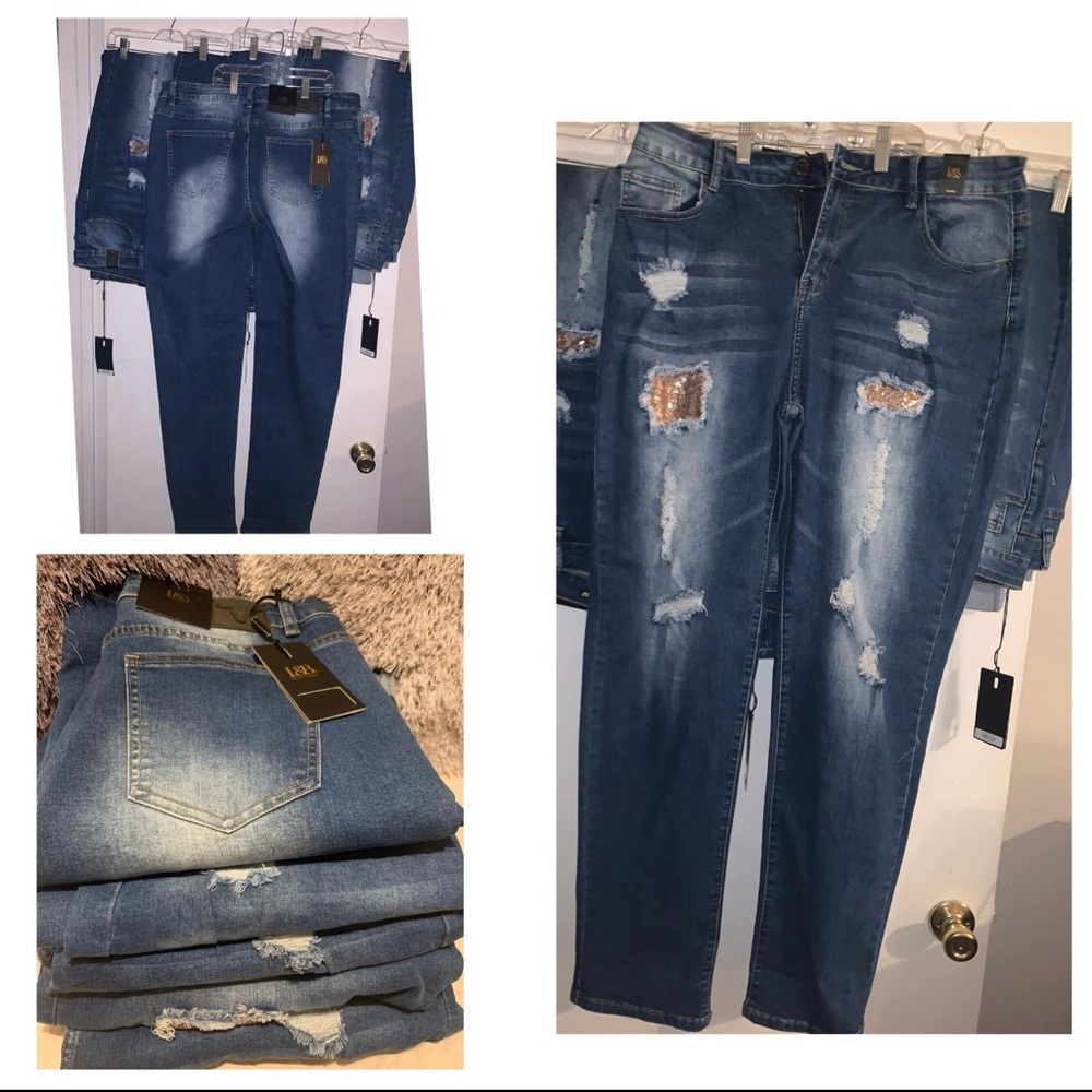 Lucky & Blessed Blue Ankle Cropped Jeans with Distressed Details